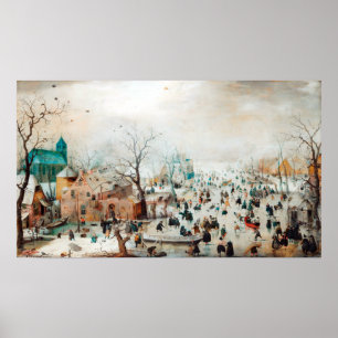 Poster Hendrick Avercamp Paysage hivernal avec patinage s
