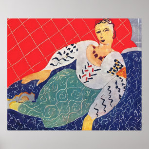 Poster Henri Matisse - Blouse roumain, Fond rouge et bleu