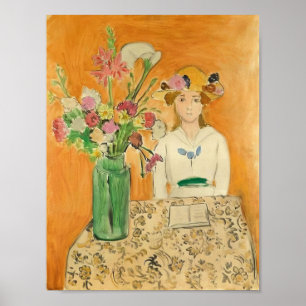 Poster Henri Matisse - Fille en blanc avec un bouquet - 1