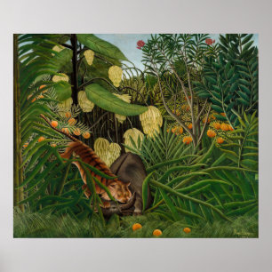 Poster Henri Rousseau - Combat entre le tigre et le buffl