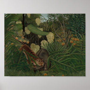 Poster Henri Rousseau - Combat entre un tigre