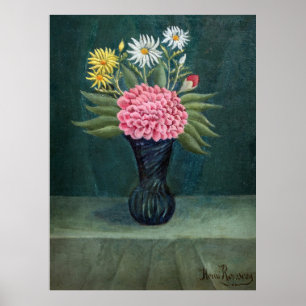Poster Henri Rousseau - Dahlia et marguerites dans un vas
