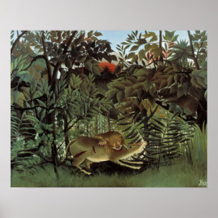 Poster Henri Rousseau - L'Attaque Du Lion Affamé