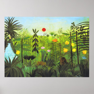 Poster Henri Rousseau - Paysage exotique avec lion