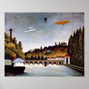 Poster Henri Rousseau - Pont de Sèvres et collines de Cla