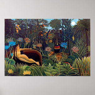 Poster Henri Rousseau The Dream - Jungle Woman w Animals