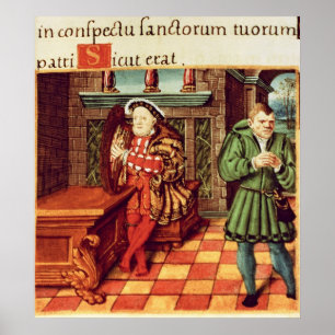 Poster Henry VIII jouant une harpe avec son imbécile va