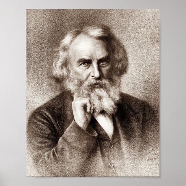 Poster Henry Wadsworth Longfellow - poète américain (Devant)