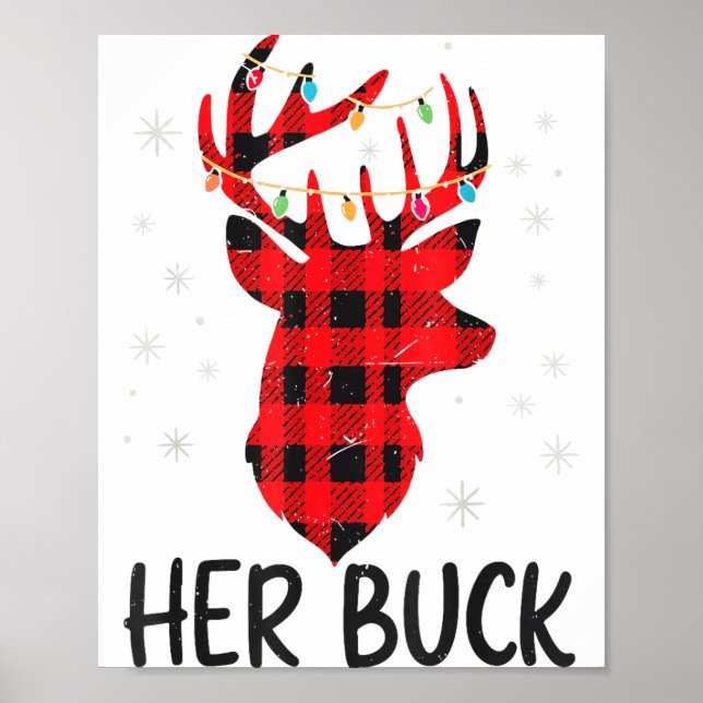 Poster Her Buck Deer Hunting Christmas Husband Gift Coupl (Devant)