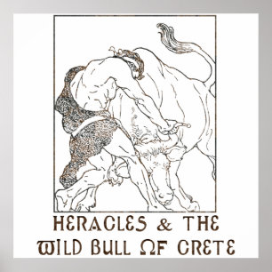 Poster Heracles et Taureau de Crète