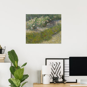 Poster Herbe et papillons par Vincent van Gogh