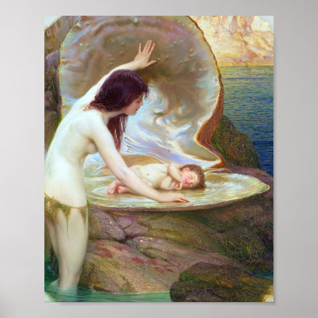 Poster Herbert James Draper - A Water Baby 1900 (Devant)