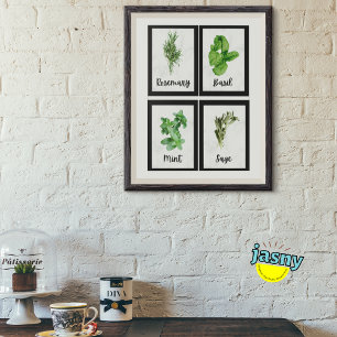 Poster Herbes à cadre noir