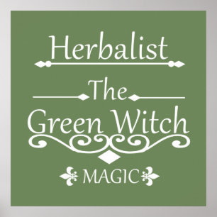 Poster herboriste la magie de sorcière verte