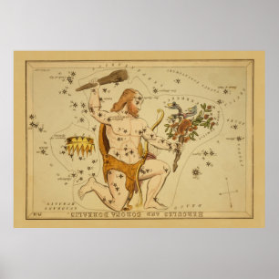 Poster Hercules - Image de la carte astronomique Vintage