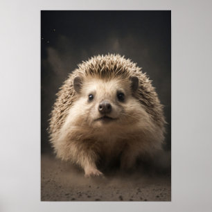 Poster Hérisson animal sauvage Élégant portrait dramatiqu