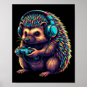 Poster Hérisson de jeux vidéo d'animaux drôles Hérisson