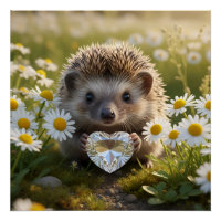 Hérisson mignon d'avril avec cœur de diamant
