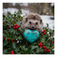 Hérisson mignon de décembre avec cœur turquoise