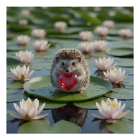 Hérisson mignon de juillet avec cœur de rubis