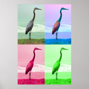 Poster Heron au bord de l'eau
