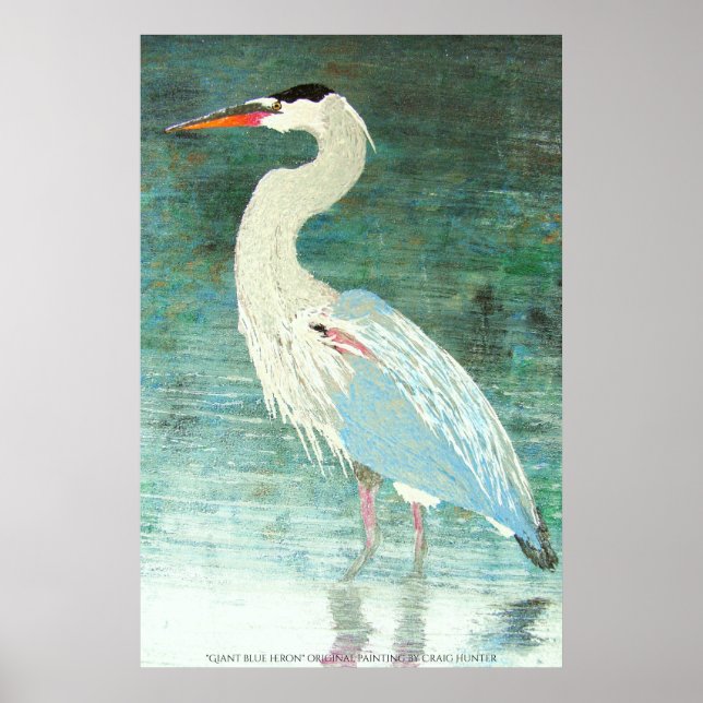 Poster héron bleu géant (Devant)