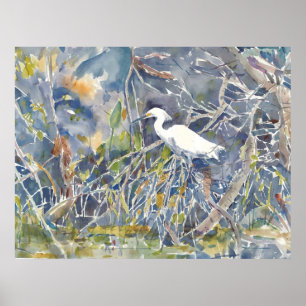 Poster Héron. Copie d'aquarelle
