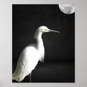 Poster Héron noir et blanc Tropical Printable Art