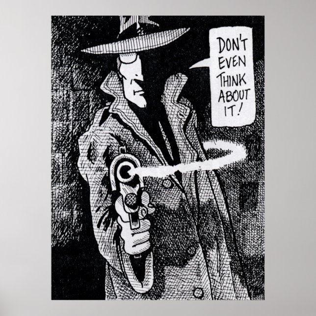 Poster Héros du roman graphique pointant une arme (Devant)