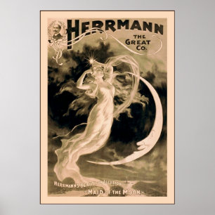 Poster Herrmann le grand magicien 1898 de cru de ~ de ~