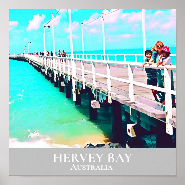 Poster Hervey Bay Queensland Australie voyage millésime d (Devant)