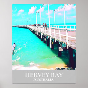 Poster Hervey Bay Queensland Australie voyage millésime d