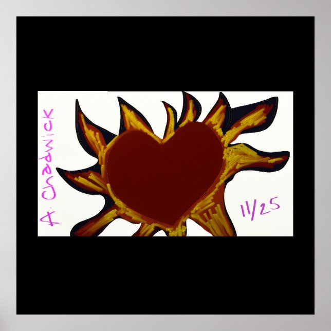 Poster Herz in Flammen (Vorne)
