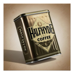Poster Hétéros à café rétro de la compagnie de café Halfd