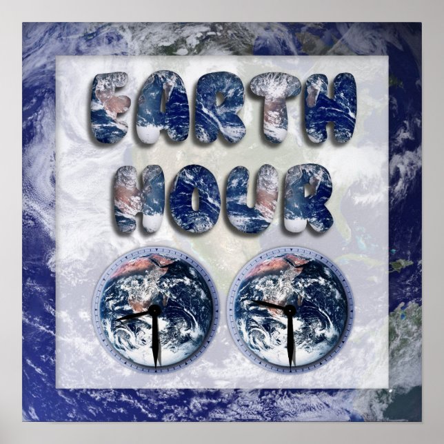 Poster Heure de la Terre avec horloges (Devant)