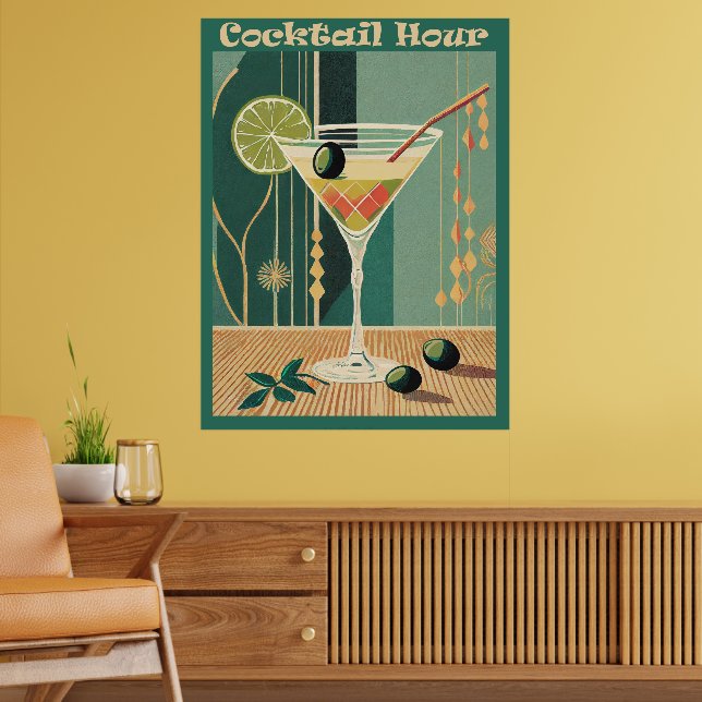 Poster Heure du cocktail design milieu de siècle (Salon 2)