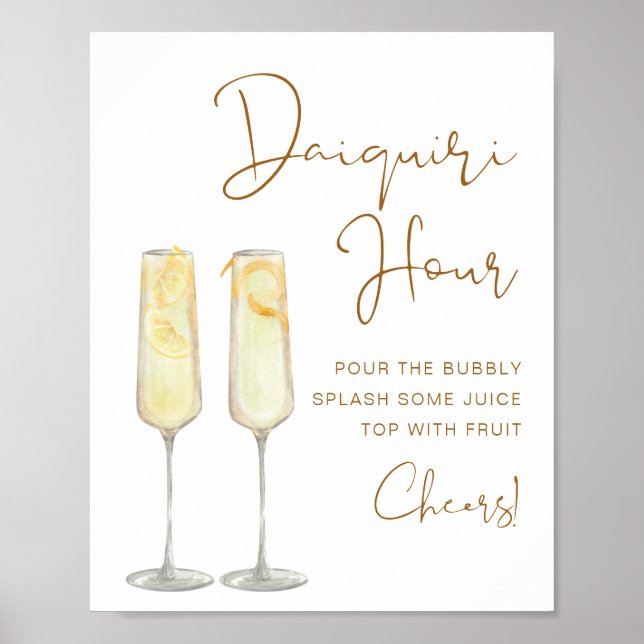 Poster Heure du Daiquiri Mariage Boho Orange Brûlée (Devant)