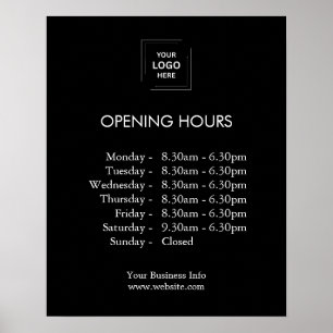 Poster Heures d'ouverture du logo d'entreprise moderne no