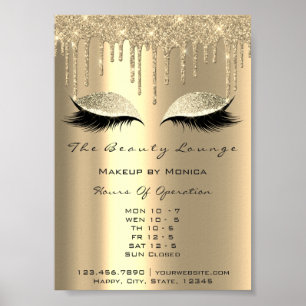 Poster Heures d'ouverture du maquillage Gold Salon Drives