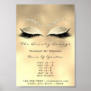 Poster Heures d'ouverture du maquillage Gold Salon Partie