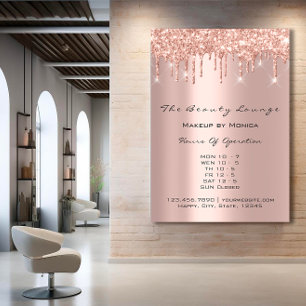 Poster Heures d'ouverture du salon de cils Makeup Drip Sp