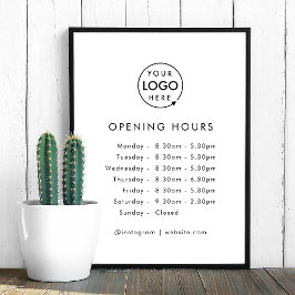 Poster Heures d'ouverture | Logo d'affaires Horaires d'ou