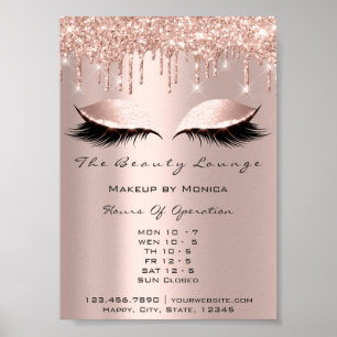 Poster Heures d'Ouverture Maquillage des Cils Salon Rose 