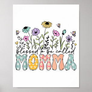 Poster Heureuse d'être appelée Maman Floral Fête des Mère