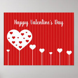 Poster Heureuse Sainte-Valentin Beau Coeurs blancs rouges
