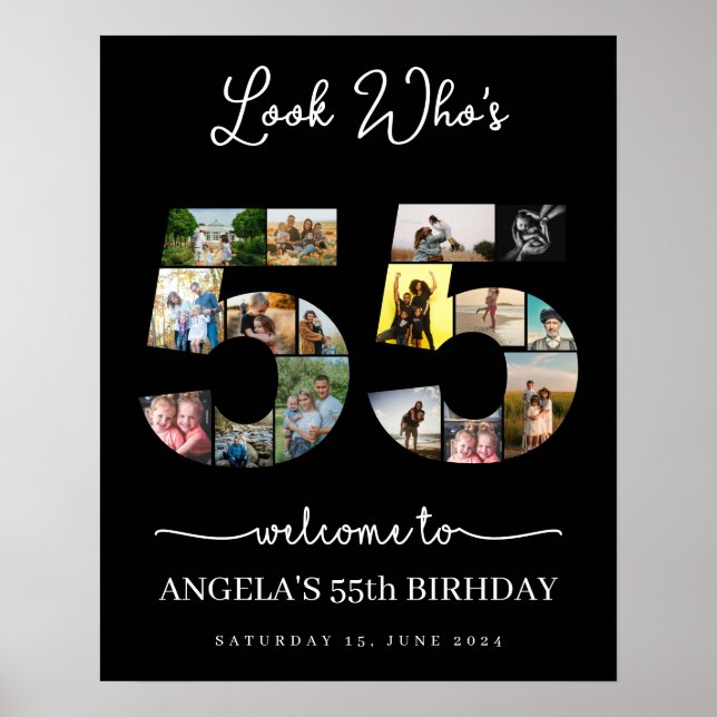 Poster heureux 55e anniversaire look qui's 55 Photo Colla (Devant)