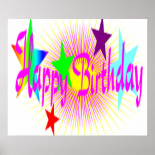 POSTER " HEUREUX ANNIVERSAIRE " ÉTOILES