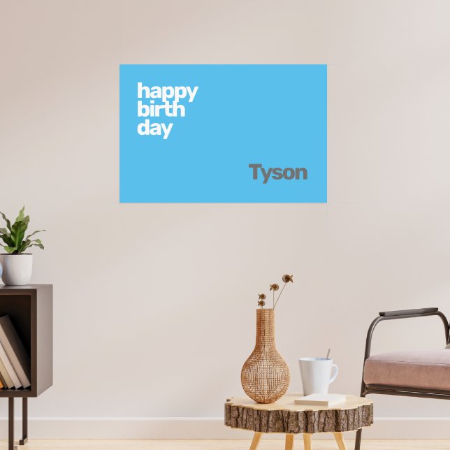 Poster heureux Anniversaire minimal simple PERSONNALISÉ (Salon 3)