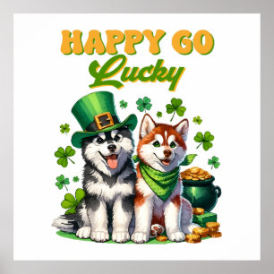 Poster Heureux au Hasard Toutou Husky Mignon St. Patrick