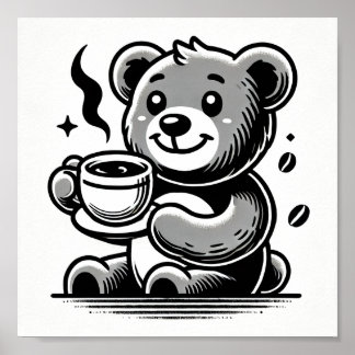 Poster Heureux avec le café